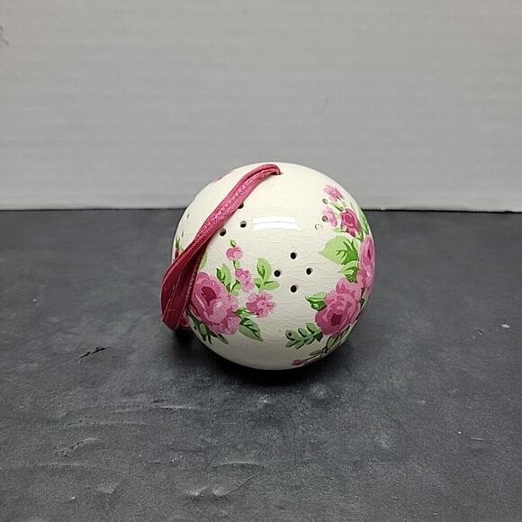Vintage Andre Richard Sentomander Pomander Ornament Pink Floral Ball Ceramic - Picture 4 of 10